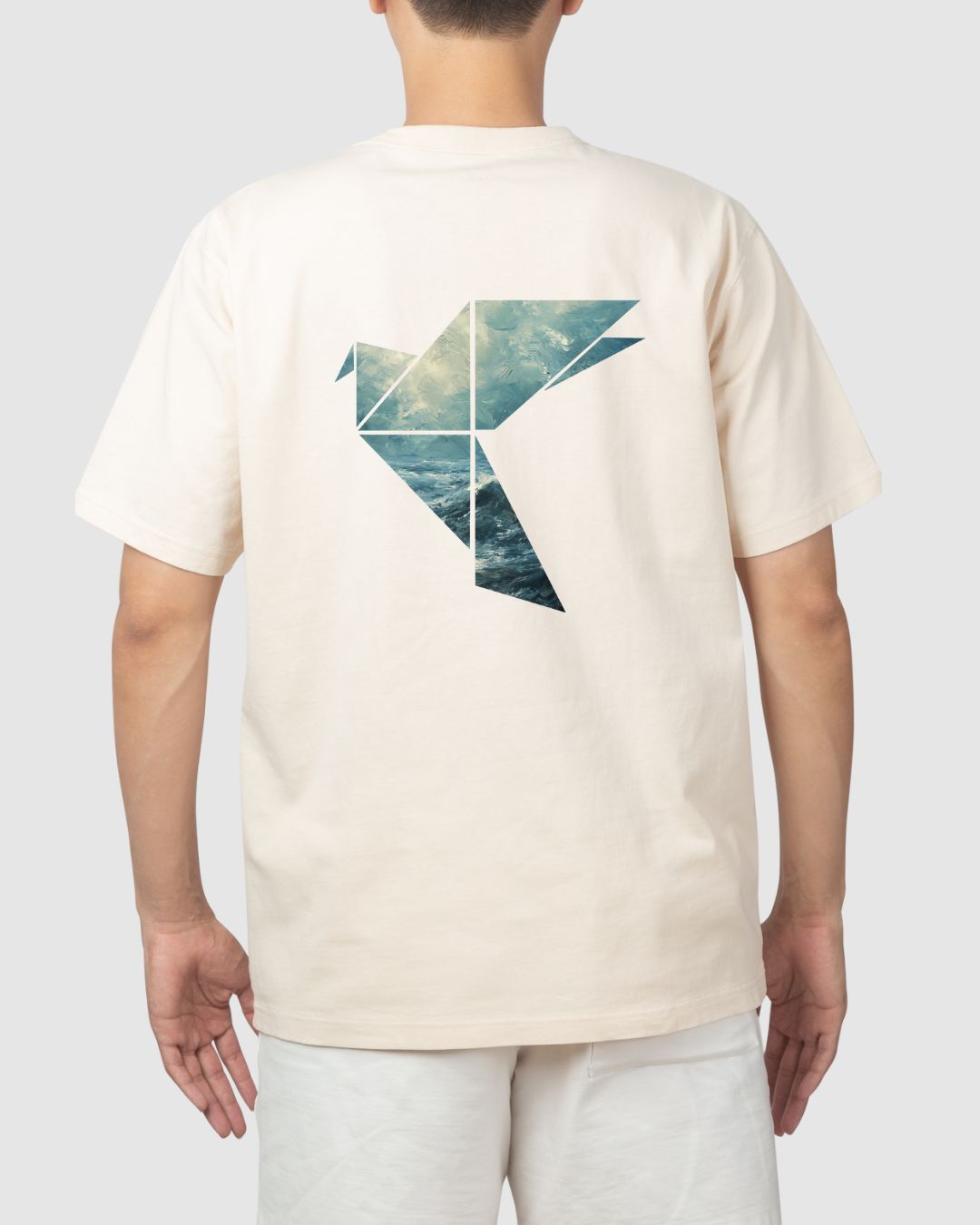 T-shirt Blanc cassé "Origami vagues"