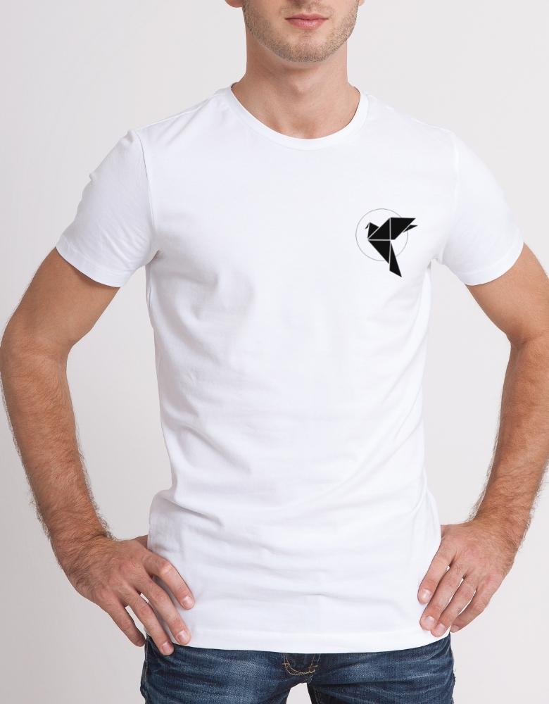 T-Shirt Blanc - Origami coeur et dos
