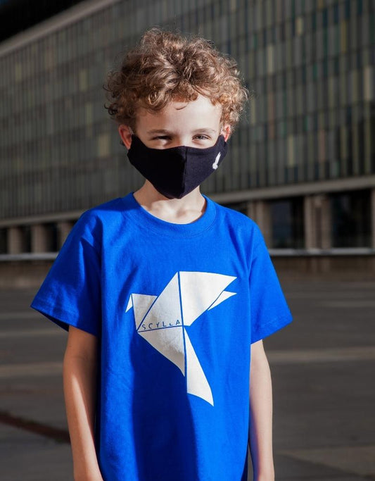 T-shirt kids bleu royal - Logo origami
